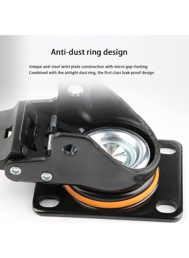 2-inch diameter swivel casters with brakes - Set of 4, extra wide, heavy load capacity 2200 lbs, low center of gravity, durable and quiet nylon casters for industrial use. - Image 2